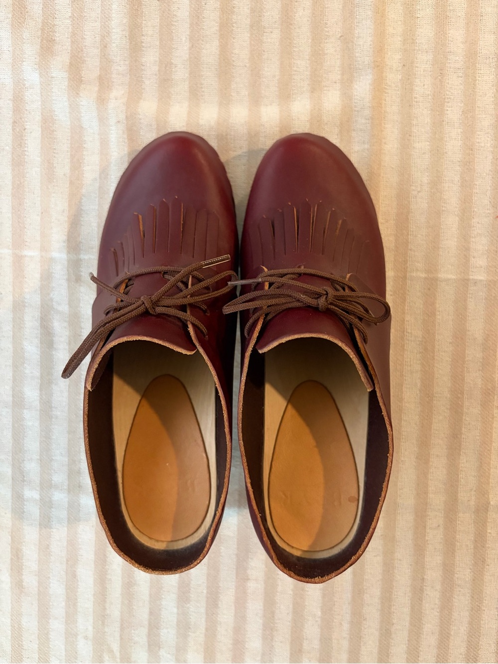 Bryr Clogs Burgundy Lace-Up Leather Heels